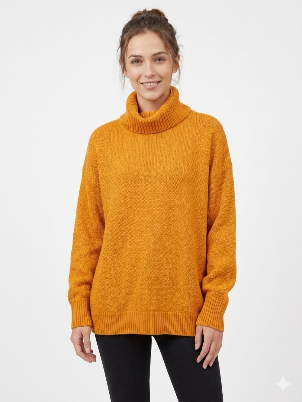 Forever 21 Women's Oversized Turtleneck Sweater in Burnt Orange Size S